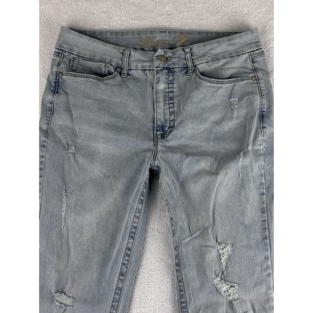 Seven 7‎ Jeans Womens Blue Tummyless High Rise Skinny Distressed Jeans Size 14